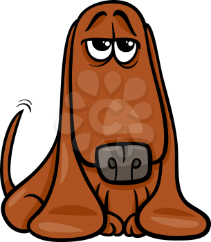 Cartoon Illustration of Cute Basset Dog Pet