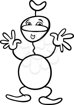 Black and White Cartoon Illustration of Funny Fantasy Character or Strange Alien for Coloring Book