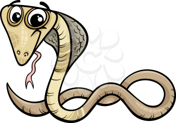 Cartoon Illustration of Funny Cobra Snake Reptile Animal