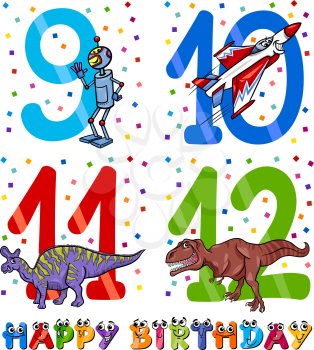 Cartoon Illustration of the Happy Birthday Anniversary Designs for Boys