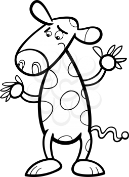Black and White Cartoon Illustration of Funny Fantasy or Fairytale Character for Coloring Book