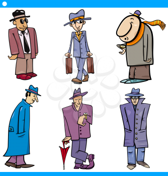 Cartoon Illustration Set of Funny Men Characters