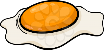 Cartoon Illustration of Poached Egg or Yolk with White