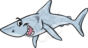 Cartoon Illustration of Shark Fish Sea Life Animal