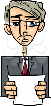 Cartoon Illustration of Man in Suit or Politician Giving a Speech