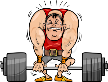 Cartoon Illustrations of Strongman Athlete or Weightlifting Sportsman