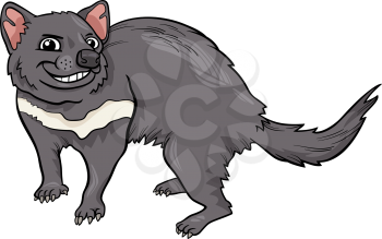 Cartoon Illustration of Funny Tasmanian Devil Marsupial Animal