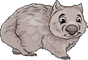 Cartoon Illustration of Cute Wombat Marsupial Animal