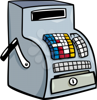 Cartoon Illustration of Old Till or Cash Register Clip Art