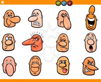 Cartoon Illustration of Funny People Emotions or Expressions Emoticons Characters Set