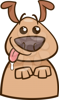 Cartoon Illustration of Funny Hungry Dog Begging for Food