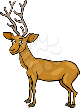Cartoon Illustration of Funny Wapiti or Uapiti Deer Animal