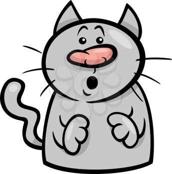 Cartoon Illustration of Funny Surprised or Startled Cat