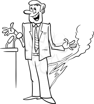 Black and White Cartoon Humor Concept Illustration of Pants on Fire Saying or Proverb for Coloring Book