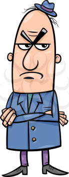 Cartoon Illustration of Angry or Disgusted Funny Man Character