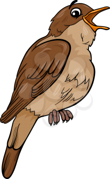 Cartoon Illustration of Funny Nightingale Bird Animal