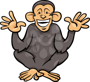 Cartoon Illustration of Funny Chimpanzee Ape Primate Animal