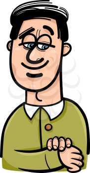 Cartoon Illustration of Happy Man Character Smiling