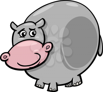 Cartoon Illustration of Funny Hippo or Hippopotamus Wild Animal