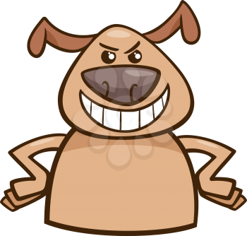 Cartoon Illustration of Funny Dog Expressing Cruel or Malicious Mood or Emotion