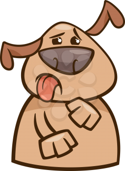Cartoon Illustration of Funny Disgusted Dog Expressing Yuck