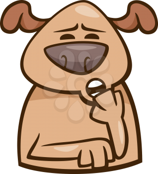 Cartoon Illustration of Funny Dog Expressing Sleepy Mood or Emotion