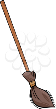 Cartoon Illustration of Broom Retro Cleaning Tool Object Clip Art