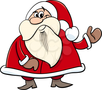 Cartoon Illustration of Santa Claus Character on Christmas Time