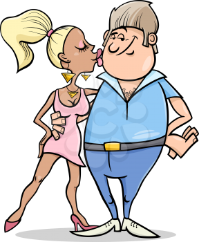 Cartoon Illustration of Eccentric Couple in Love