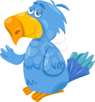 Cartoon Illustration of Funny Parrot Bird Character