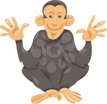 Cartoon Illustration of Funny Chimpanzee Ape Primate Animal