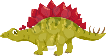 Cartoon Illustration of Stegosaurus Prehistoric Dinosaur
