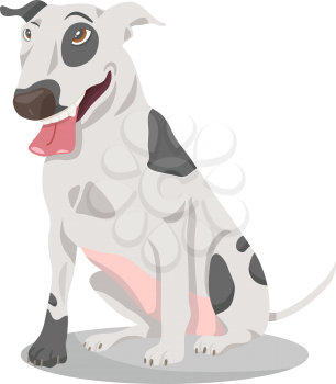 Cartoon Illustration of Funny Purebred Bull Terrier Dog