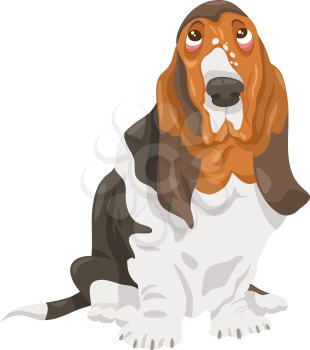 Cartoon Illustration of Cute Basset Hound Purebred Dog