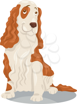 Cartoon Illustration of Funny Cocker Spaniel Purebred Dog