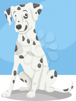 Cartoon Illustration of Cute Dalmatian Purebred Dog