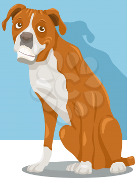 Cartoon Illustration of Funny Purebred Boxer Dog