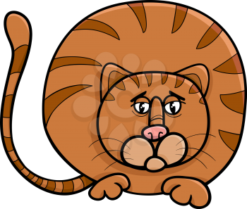 Cartoon Illustration of Funny Fat Cat Character