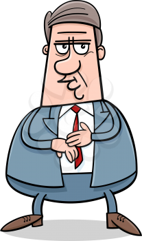 Cartoon Illustration of Businessman or Manager Character
