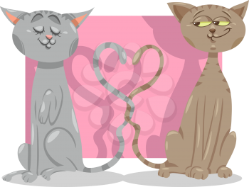 Valentines Day Cartoon Illustration of Funny Cats in Love