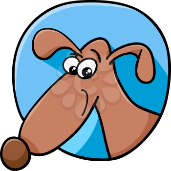 Cartoon Illustration of Funny Dog Sign or Icon