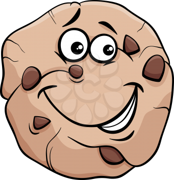 Cartoon Illustration of Cookie with Chocolate Clip Art