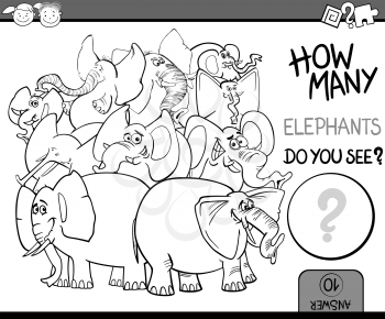 Cartoon Illustration of Education Counting Game for Coloring Book