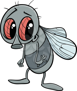 Cartoon Illustration of Cute Fly Insect Character