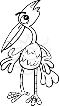 Black and White Cartoon Illustration of Fantasy Bird for Coloring Book