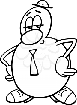 Black and White Cartoon Illustration of Funny Fantasy Character in Hat for Coloring Book
