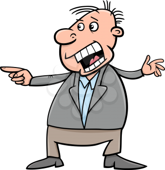 Cartoon Illustration of Outraged Shouting Man