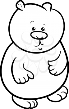 Black and White Cartoon Illustration of Cute Baby Bear Wild Animal for Coloring Book