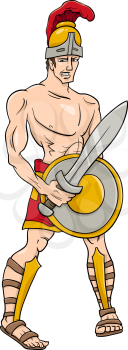 Cartoon Illustration of Mythological Greek God Ares