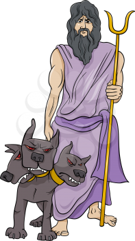 Cartoon Illustration of Mythological Greek God Hades